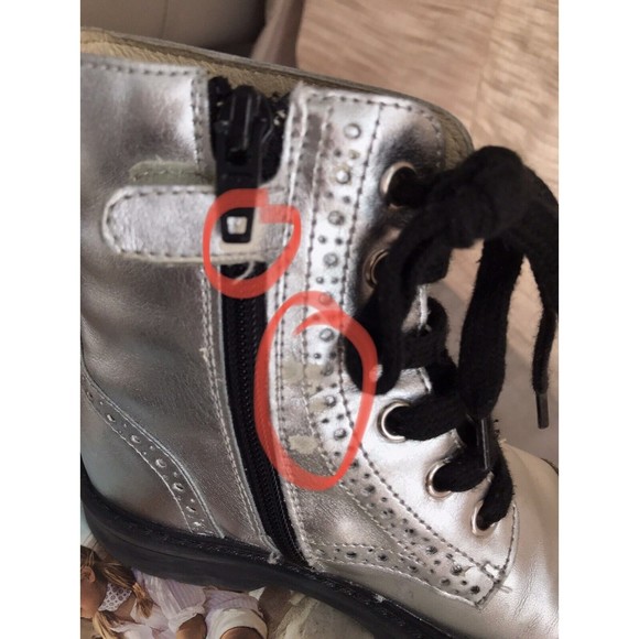 NATURINO Metallic Silver Brogued  Boots Girl Toddlers Size 28 Us 11 Zipper - Picture 3 of 9